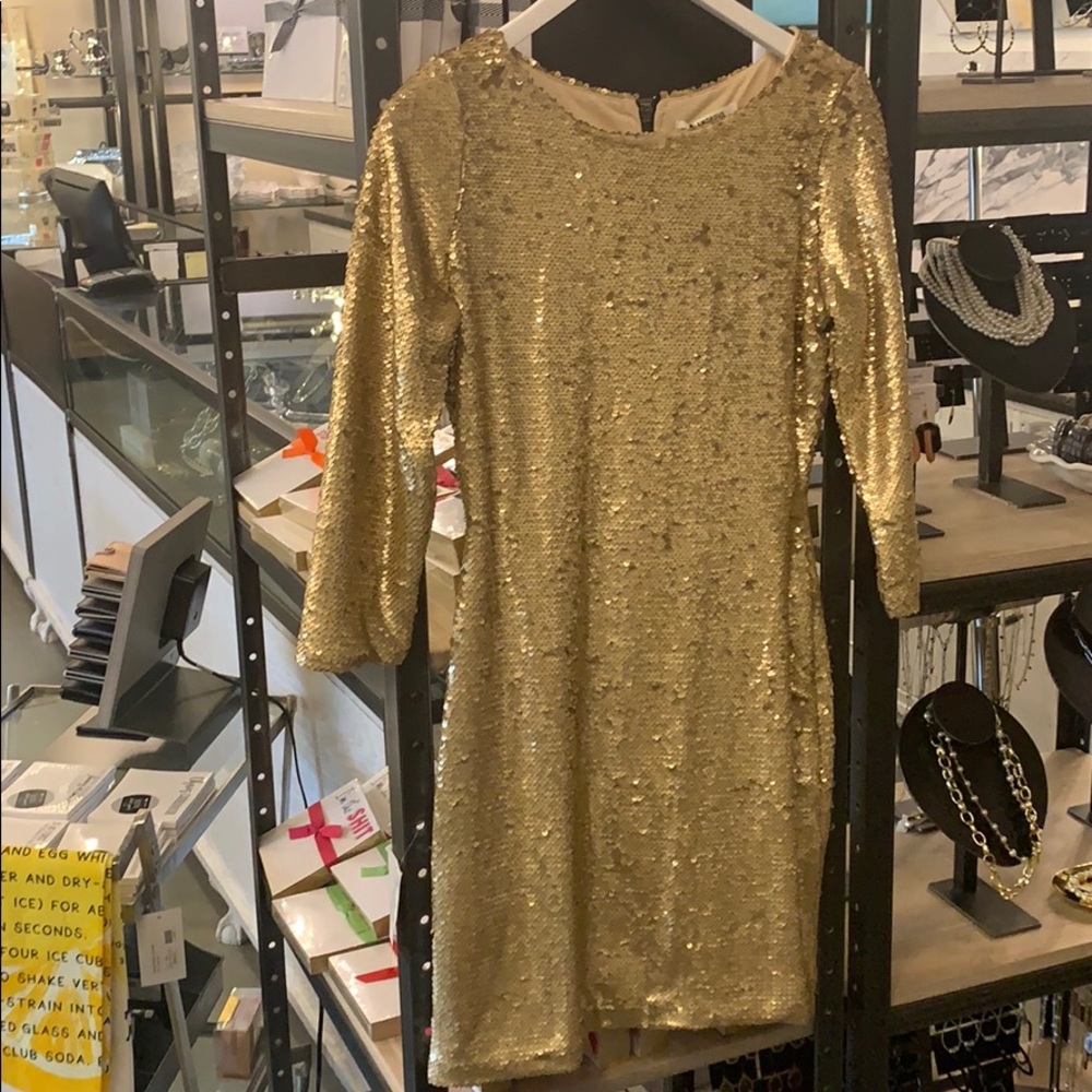 NWT NO FLAWS! Gold sequin dress
